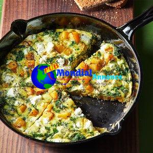 Frittata au four avec courge musquée, chou frisé et récit