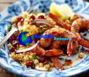 Crevettes piri-piri et couscous harissa