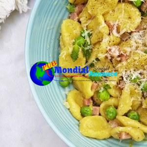 Orecchiette faite à la main avec mortadelle et sauce aux pois