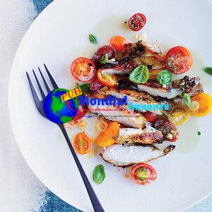 Coq grillé aux tomates marinées asiatiques