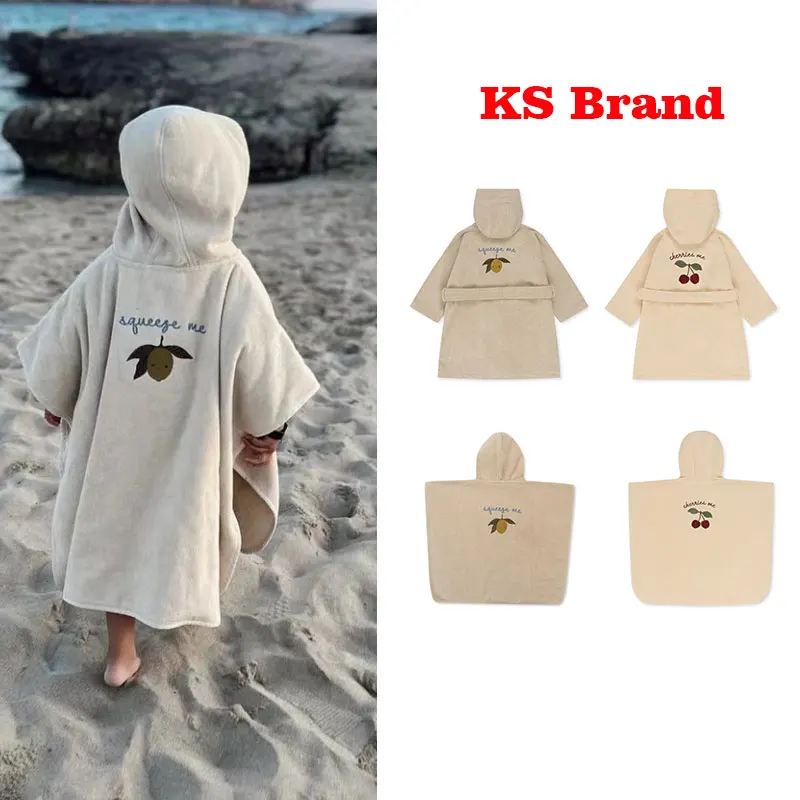 2023 KS Brand Kids Flannel Bathrobe Boys Girls Pajamas Toddler Clothing Children Soft Bath Robe Nightgown Teenager 1-12 Years