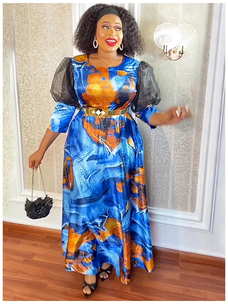 2023 New African Maxi Dresses For Women Evening Long Sleeves Party Dress African Nigeria Clothing Elegant Kaftan Muslim Dress