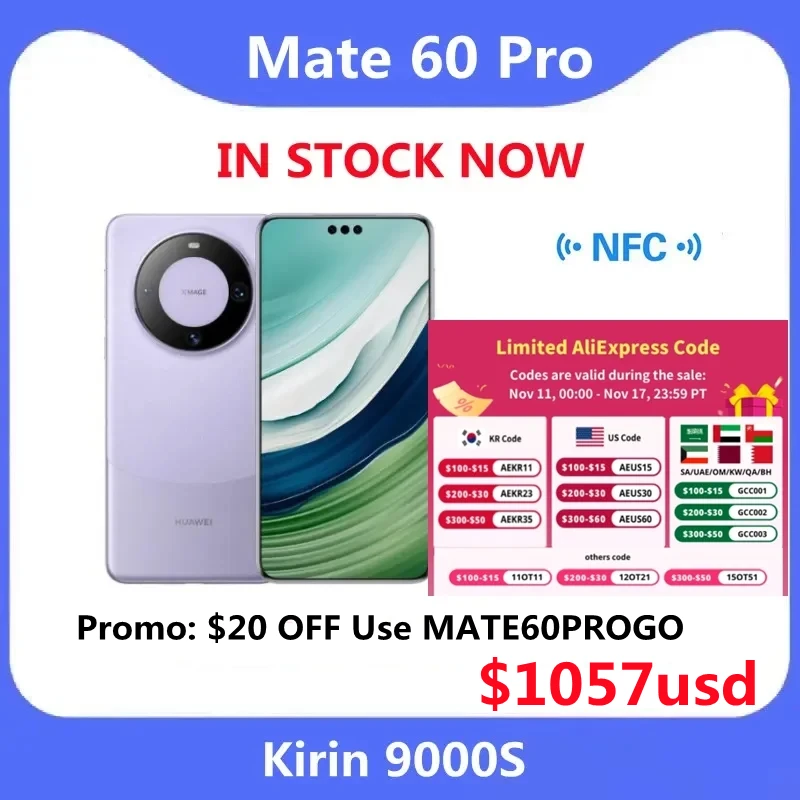 2023 New Huawei Mate 60 Pro Mobile Phone 6.82 Inches OLED 120Hz Screen Kirin 9000S HarmonyOS 4.0 Battery 5000mAh Smartphone