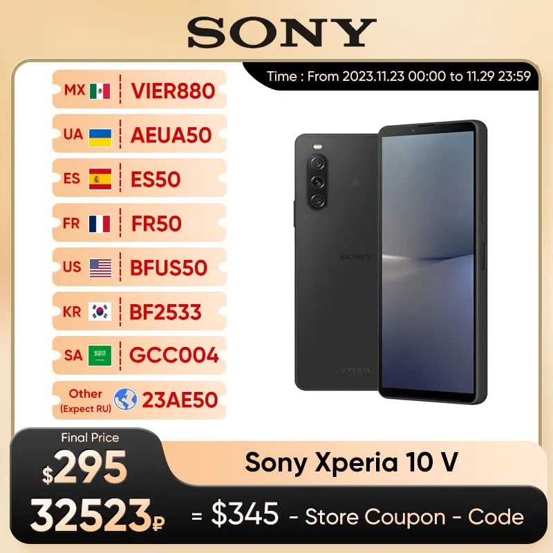 2023 Original Sony Xperia 10 V 5G Snapdragon 695 5G Factory Unlocked 6.1” 4K OLED Display 5000mAh Battery Android 13