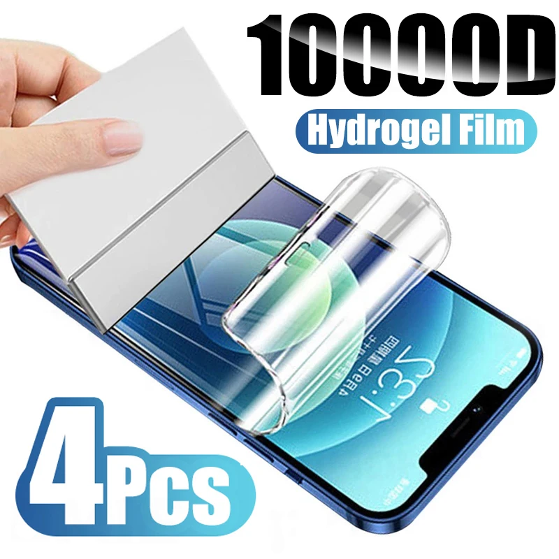 4Pcs Hydrogel Film Full Cover For iPhone 11 12 13 14 Pro Max mini Screen Protector For iPhone 14 8 7 Plus 6 5s SE 2020 Not Glass