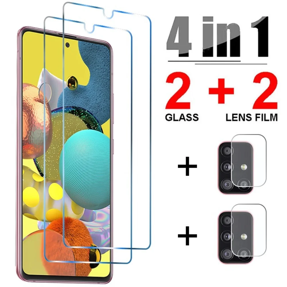 4in1 Tempered Glass for Samsung Galaxy A51 A52 A12 A21S A50 Camera Screen Protector for Samsung A71 A72 A42 A32 5G A31 A11 Glass