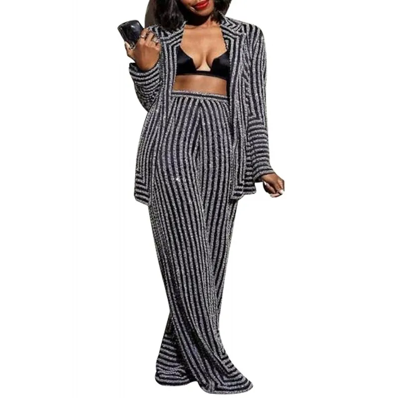 African Clothes For Women 2 Piece Set Cardigan Blazer Tops Africa Clothing Spring New Fashion Wide Leg Pant African OL Pant Suit