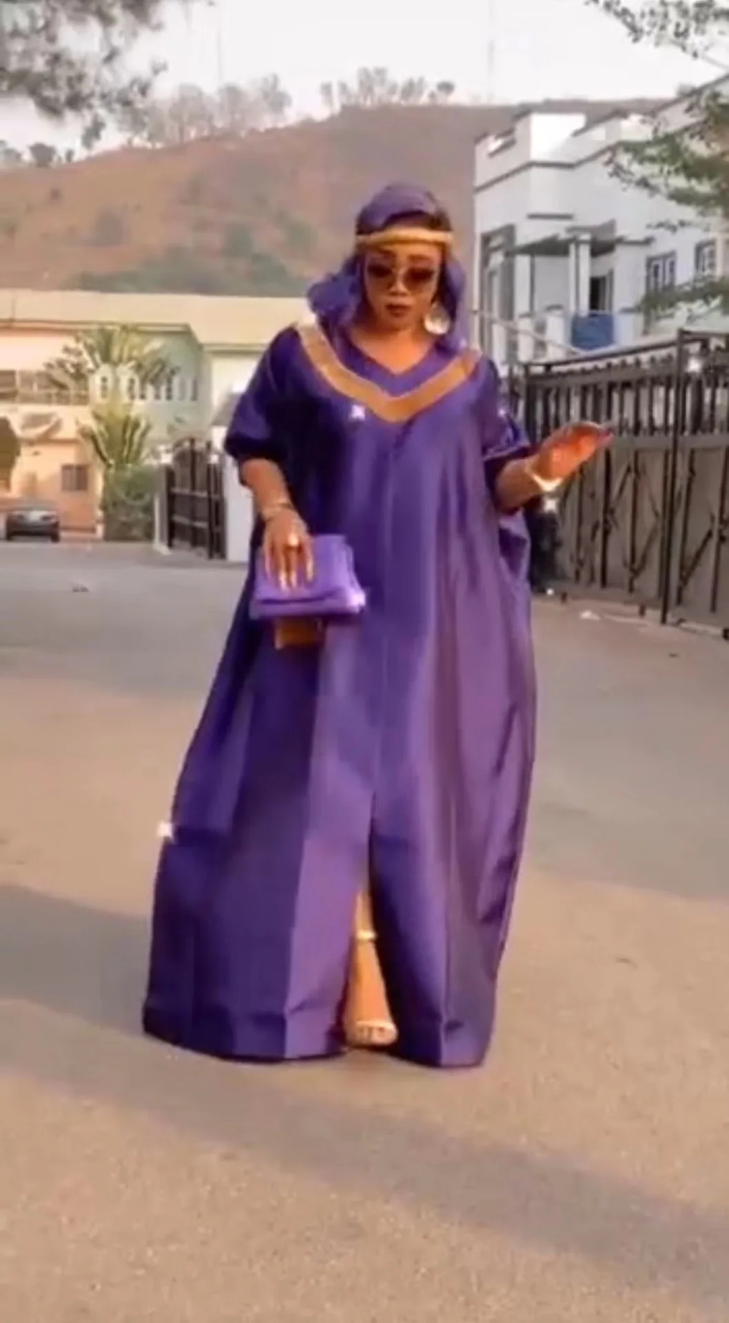 African Clothing African Dresses for Women Summer Sexy African Women V-neck Polyester Purple Long Robes African Clothes Women