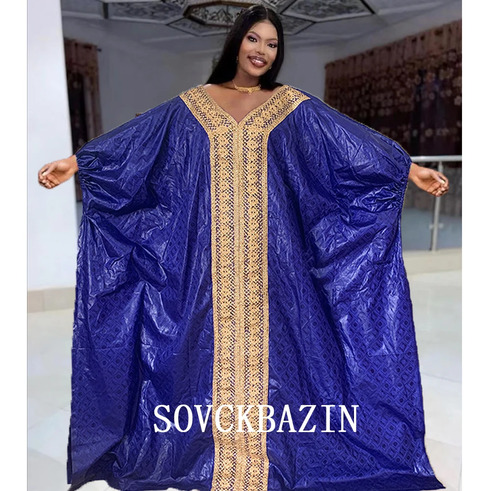 African Original Riche Bazin Dress For Women Big Size Nigeria Traditional Robe Dashiki Clothing Wedding Bride Party Dresses