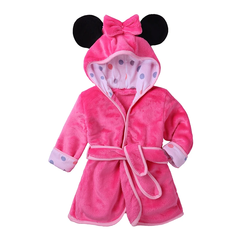 Baby Boy Girls Robes Lovely Children’s  Long Sleeve Hooded Kids Bath Robe Kids Clothes Night gown for Baby Infant Overalls