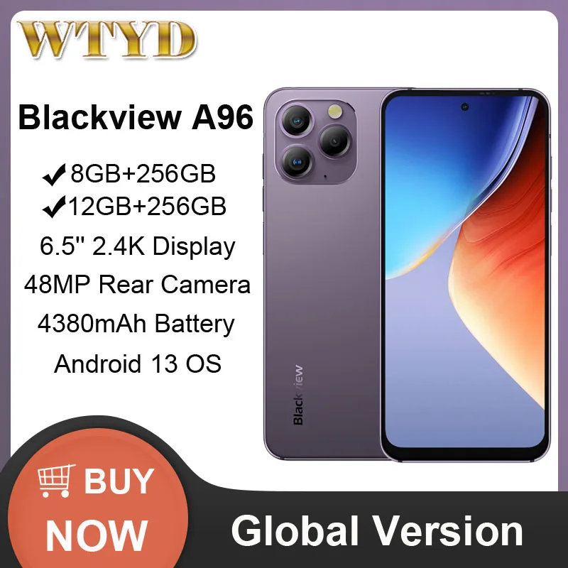 Blackview A96 Smartphone 8GB/12GB+256GB 6.5”120Hz 2.4K Display Android13 Helio G99 4G NFC 48MP Cameras Cellphone Global VersioN