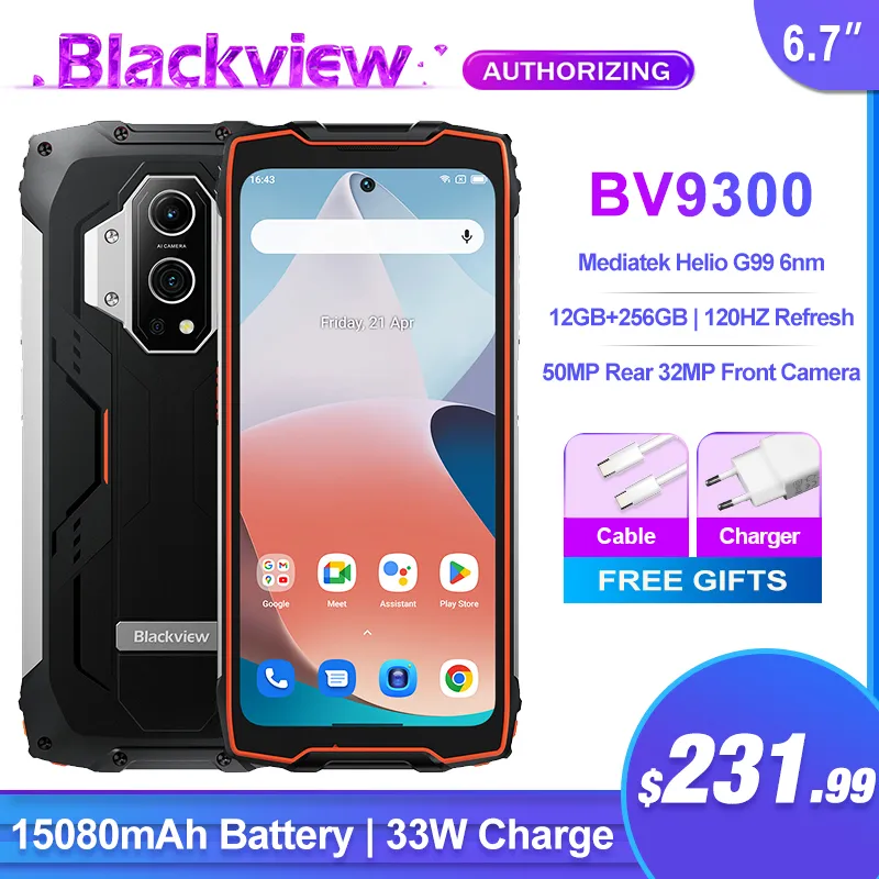 Blackview BV9300 Rugged Phone 16GB 256GB 15080mAh Battery Mediatek Helio G99 6.7\