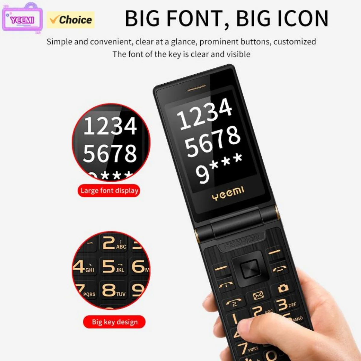 Brand New Yeemi M3+ LTE 4G CellPhone 3.0inches Dual SIM Double Display Big Keyboard Loud Voice Original ElderlyFlip Mobile Phone