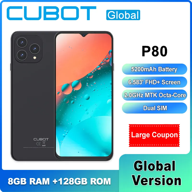 Cubot P80 6.583′ FHD+ Screen Smartphone 8GB RAM+256GB ROM Android 13 48MP Camera  NFC 5200mAh Battery 2023 Global Version