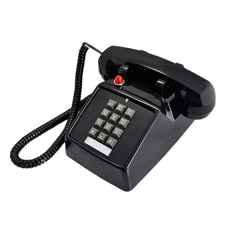 Dual Line Interface Corded Desk Telephone with Loud Ringer, Red Light Flash, Retro 1-Handset Landline Phone for Home, Office