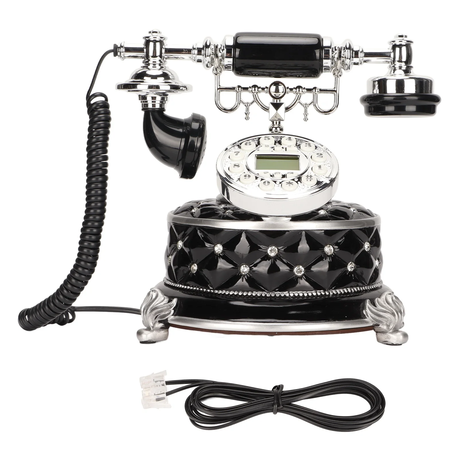 European Vintage Landline Button Dialing Hands Free Classical Fixed Telephone with LCD Display for Home Hotel Office