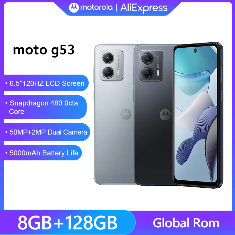 Global ROM Motorola MOTO G53 Smartphone 8GB 128GB 6.5” Snapdragon 480 Mobile Phone 120Hz LCD Screen 50MP Camera 5000mAh Battery