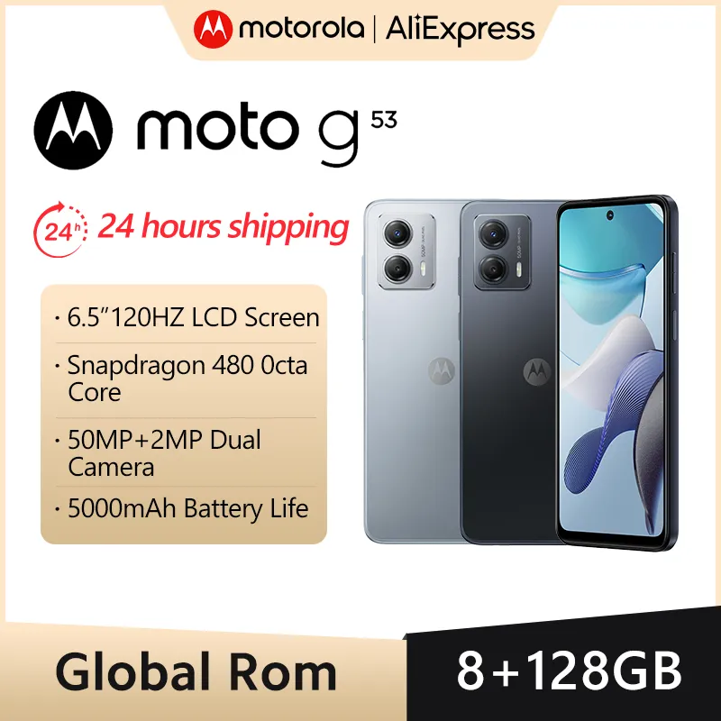 Global ROM Motorola MOTO G53 Smartphone 8GB 128GB Snapdragon 480 Mobile Phone 6.5” 120Hz LCD Screen 50MP Camera 5000mAh Battery