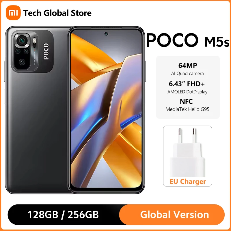 Global Version POCO M5s Smartphone 64GB/128GB/256GB MTK G95 Octa Core 64MP Quad camera 6.43\