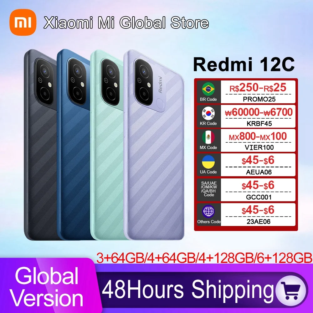 Global Version Xiaomi Redmi 12C Smartphone 64GB/128GB Helio G85 Octa Core 50MP AI Camera 6.71\