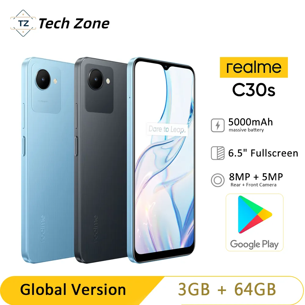 Global Version realme C30s  5000mAh Battery  6.5” Full Scree Mobile Phone Octa Core 3GB 64GB Smartphone 8MP Camera Fingerprint