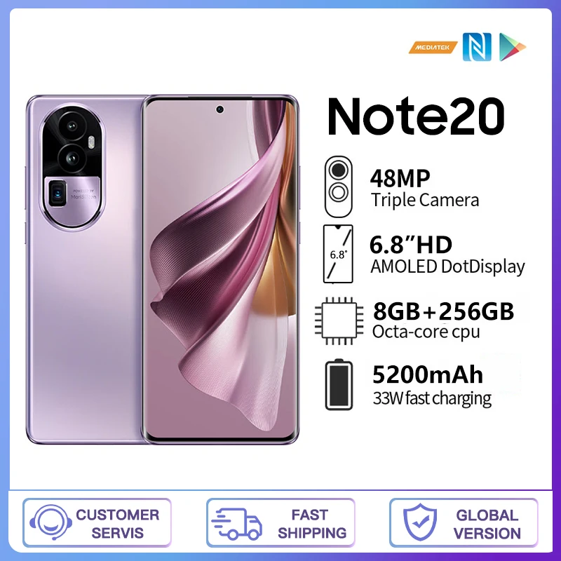 Global version note 20 Cellphone android 6.8inch smartphone  8gb 256gb celular original 2023 cell phones mobile phone gaming