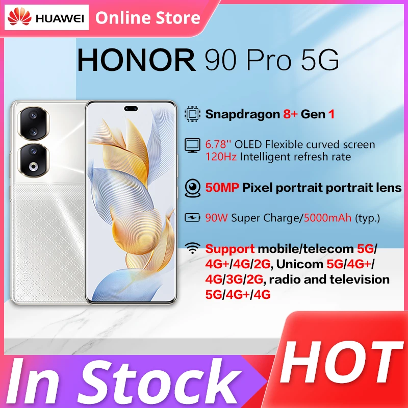 HONOR 90 Pro  6.78 inch OLED Curved Screen Snapdragon 8+ Octa Core 200MP Triple Cameras 90W SuperCharge NFC