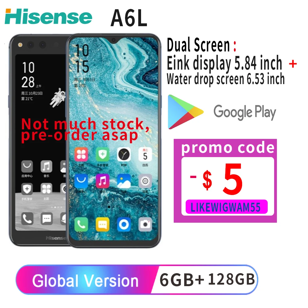 Hisense A6L Google Play Snapdragon 660 Android 9.0 Original Smartphone  6.63\