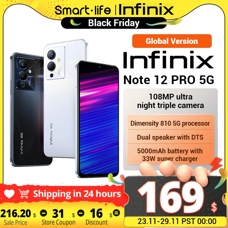 Infinix NOTE 12 PRO 5G Smartphone 6nm Dimensity 810 Ultra Processor 6.7\