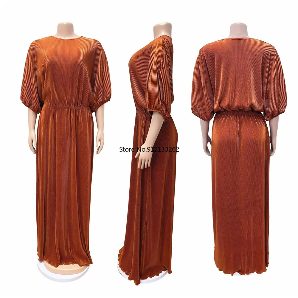 Length155cm Pleated African Maxi Dresses for Women 2023 Nigeria Ladies Long Dress Abaya Musulman Robe Africaine Femme Clothes