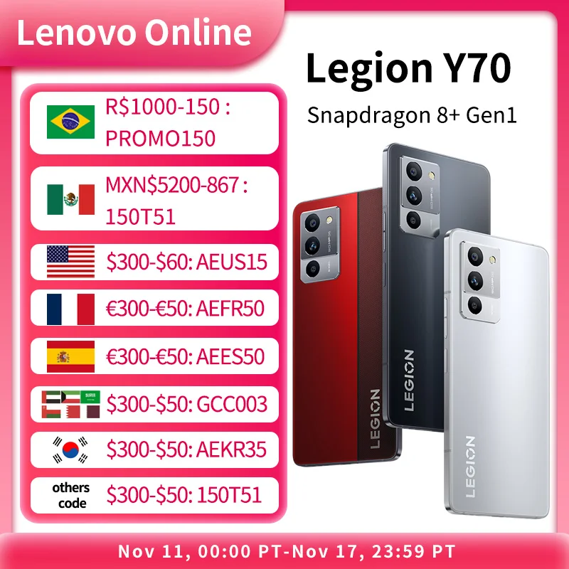 Lenovo Legion Y70 Gaming SmartPhone 6.67 Inch 144Hz OLED,Snapdragon 8+ Gen1,50MP Triple Camera,68W Charge NFC Original Firmware