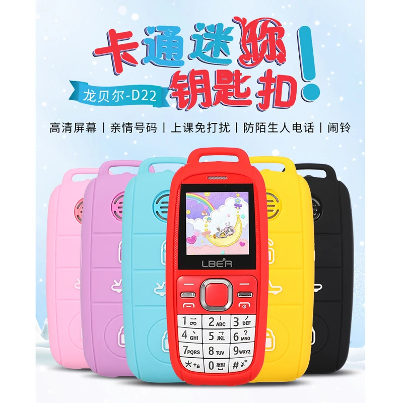 Lovely Cartoon Small Mobile Phone Student Children No Camera Bluetooth Dial Blacklist Fast Call Torch Mini Cute Size Free Case