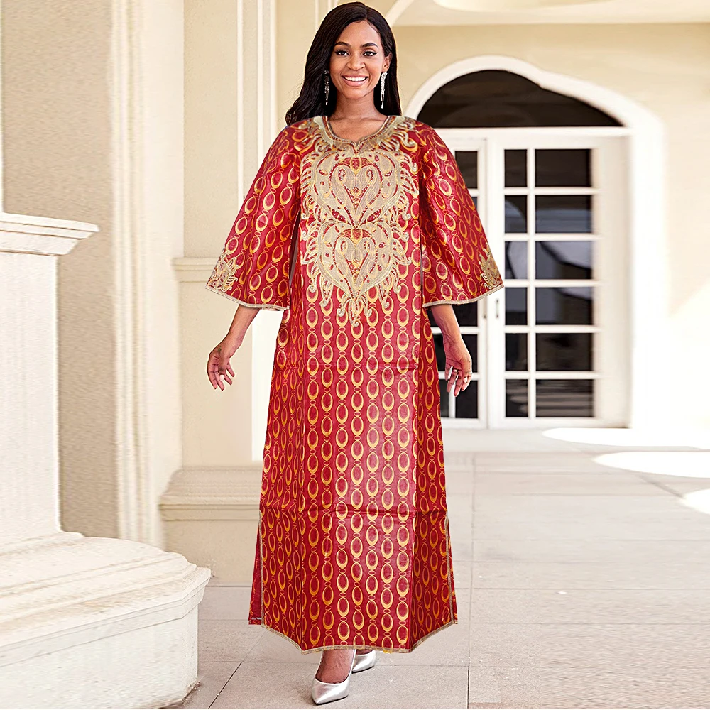 MD 2023 Bazin Riche Dashiki Women Dress Traditional African Dresses For Women Embroidery Pattern With Stone South Africa Clothes