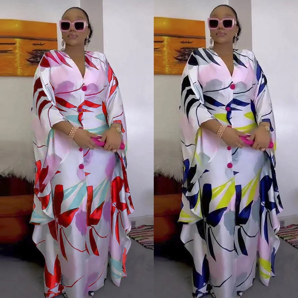 MD African Dashiki Print Long Dresses For Women Plus Size Boubou 2023 Spring New Maxi Robe Turkey Nigerian Party Outfits Abayas