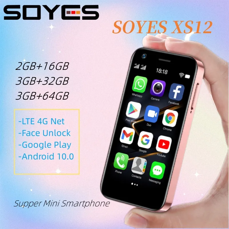 Mini LTE 4G Smartphone SOYES XS12 Ultra Thin Cute Android 10 Student Mobile Phones Googel Play TikTok WIFI Janpan Korea Russian