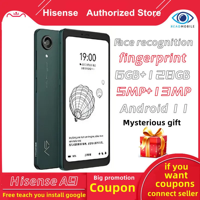 New Hisense A9 Ink Screen Smartphone hifi cold warm backlight electronic book readers 6.1Inch EInk Display 300PPI Protect eyes