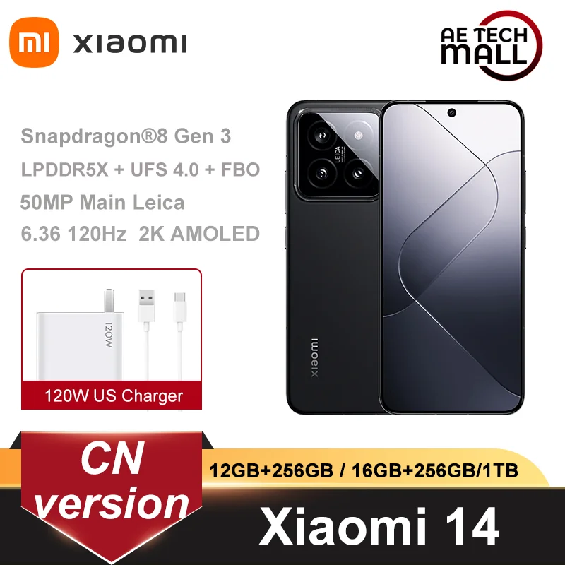 New Xiaomi 14 5G  Snapdragon 8 Gen 3  12GB/512GB 120HZ Screen 50MP Leica Camera IP68 Waterproof 90W HyperCharger 4610mAh