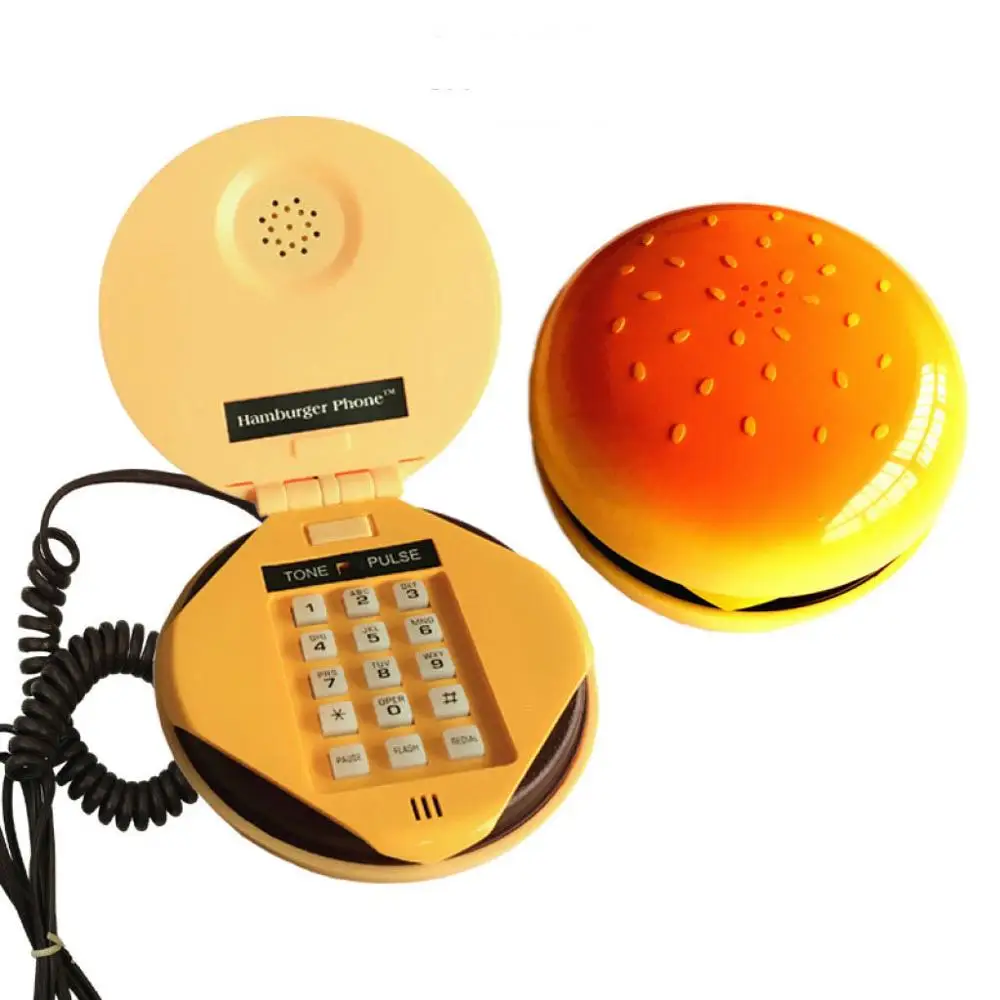 Novelty Emulational Hamburger Telephone Wire Landline Phone Home Decoration