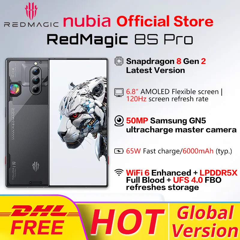 Nubia Redmagic 8s Pro 5G Global Version 6.8” 120Hz AMOLED Latest Version Snapdragon 8 Gen 2 65W super fast charge 6000mAh NFC