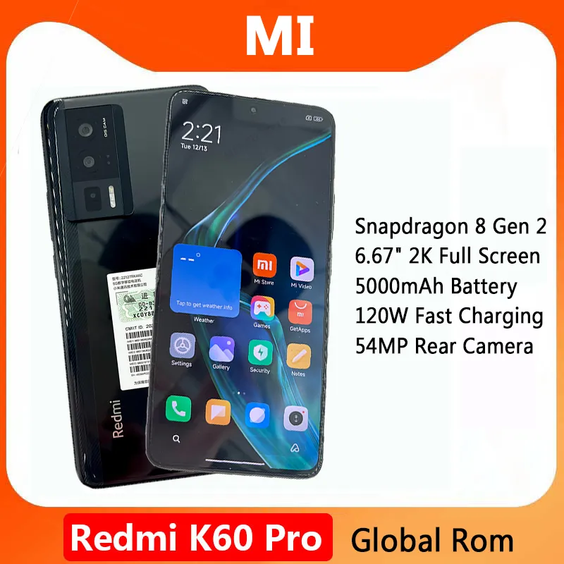 Original Global Rom Xiaomi Redmi K60 Pro 5G Smartphone Snapdragon 8 Gen 2 5000mAh 50MP 120Hz 120W HyperCharger Chinese rom