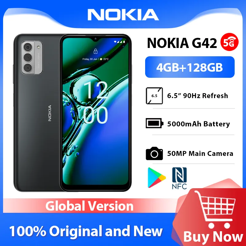 Original Global Version Nokia G42 4GB 128GB Snapdragon 480+ 5G NFC Android 13 90Hz Refresh 6.56 Inch 5000mAh 50MP Triple Camera