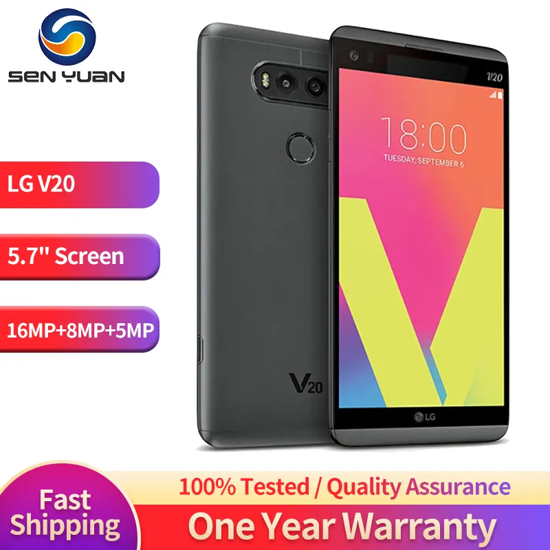 Original LG V20 Cell Phone 4GB RAM 64GB ROM Refurbished-99%New 5.7” 16MP+8MP 4G LTE Snapdragon 820 Quad Core Android Smartphone