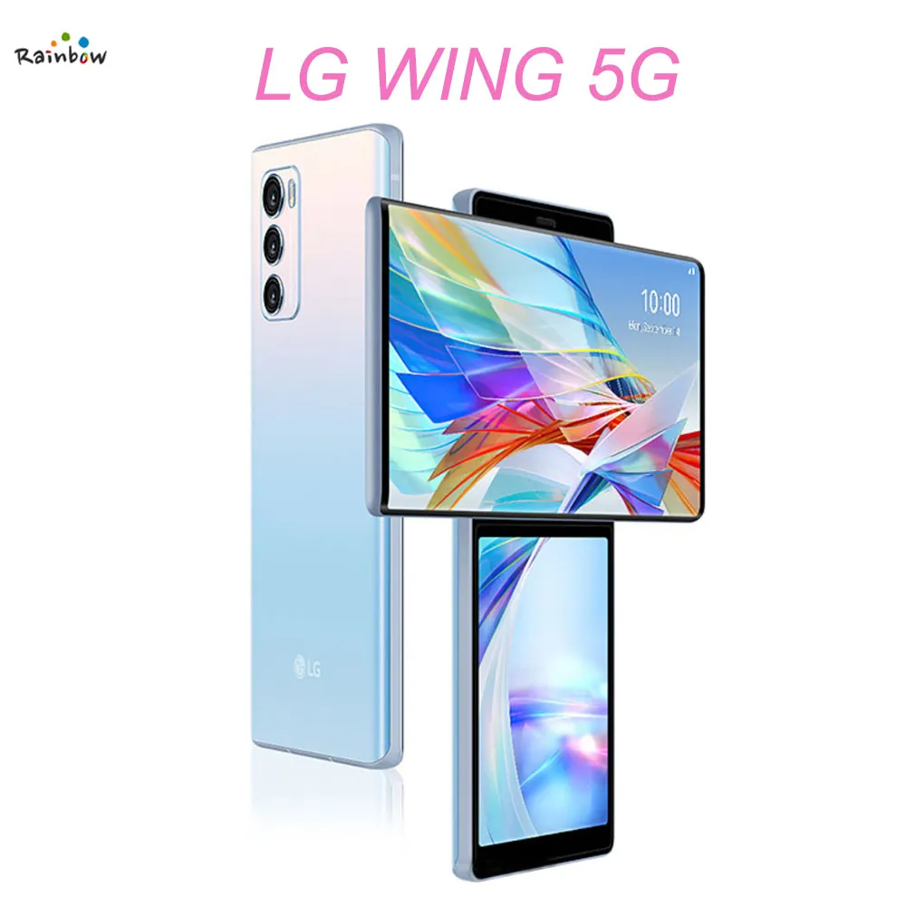 Original LG WING 5G CellPhone LMF100N LMF100VM 6.8” 8GB RAM 128GB/256GB ROM 4G LTE Mobile Phone Octa Core Android SmartPhone