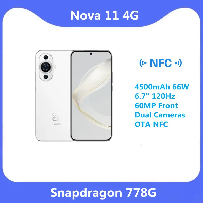 Original New HUAWEI Nova 11 Mobile Phone Octa Core Snapdragon 778G 4500mAh 66W 6.7\