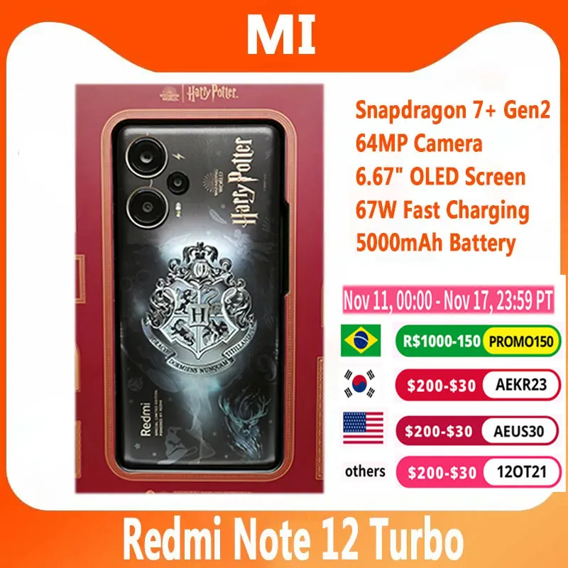 Original New Official Xiaomi Redmi Note 12 Turbo 5G Snapdragon 7+ Gen 2 6.67inch OLED 64MP 5000Mah 67W Flash Charge