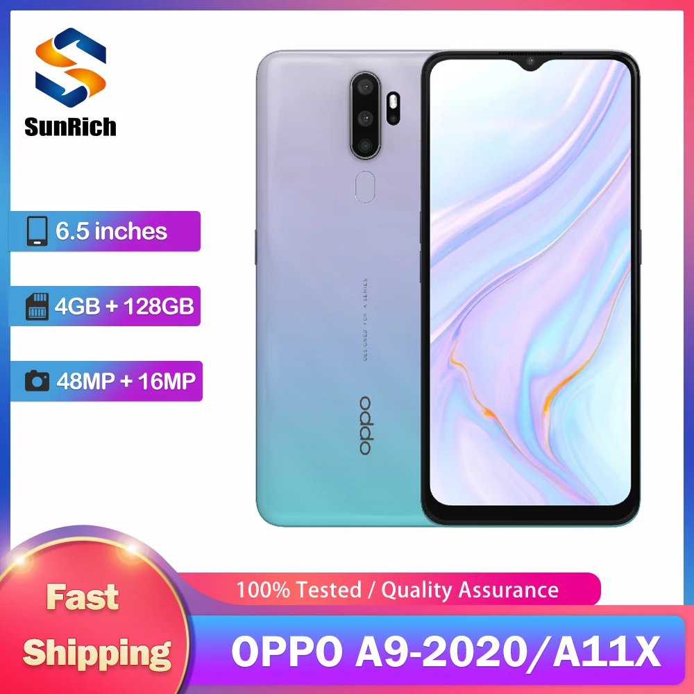 Original OPPO A9 2020 A11x 4G Mobile Phone 4GB RAM 128GB ROM Dual SIM 6.5” 48MP+16MP Snapdragon 665 Octa-Core Android CellPhone