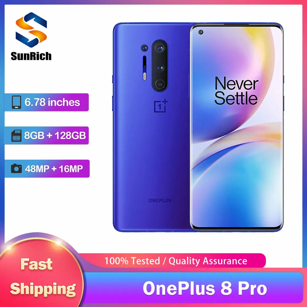 Original OnePlus 8 Pro 5G Mobile Phone Dual SIM NFC 6.78” 128GB/256GB ROM 48MP+8MP+5MP+16MP 4K@30/60fps Octa-Core CellPhone