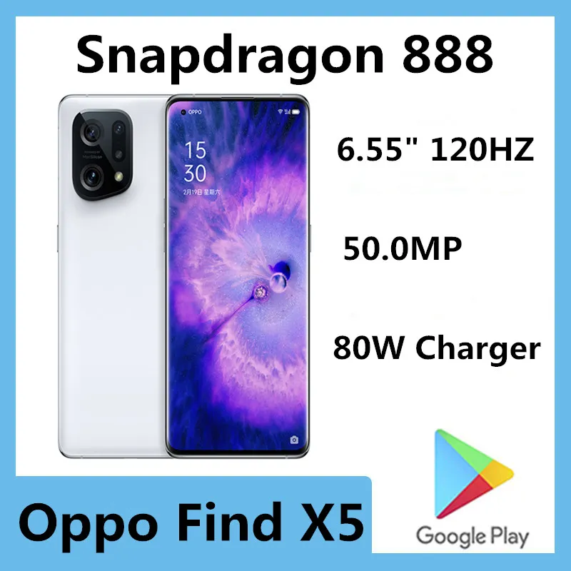 Original Oppo Find X5 Mobile Phone Snapdragon 888 Android 12.0 Screen Fingerprint 6.55\