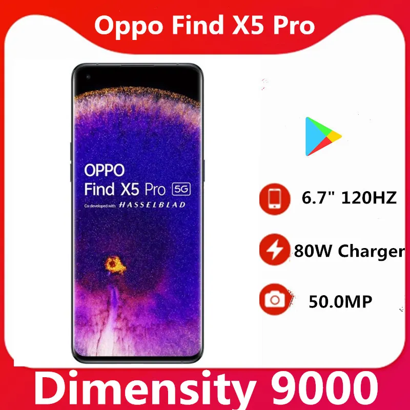 Original Oppo Find X5 Pro 5G Mobile Phone Dimensity 9000 Android 12.0 Screen Finerprint 6.7\