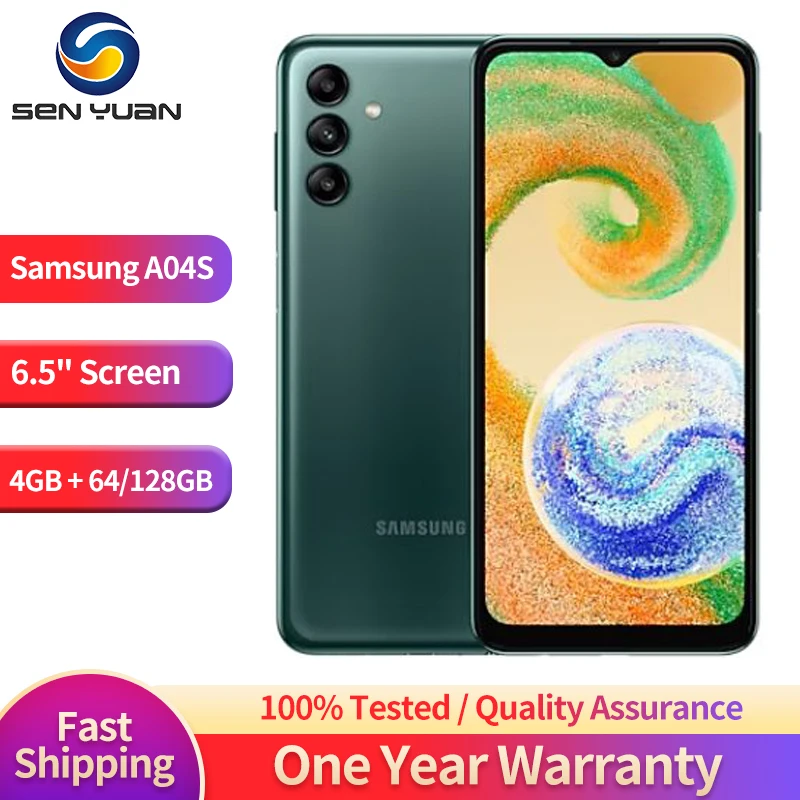 Original Samsung Galaxy A04s 4G Mobile Phone Dual SIM 6.5” 4GB RAM 64GB/128GB ROM Triple Cameras Octa-Core Android SmartPhone